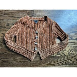 Art Class Brown Chenille Crop Sweater Top Girl's Sz. S